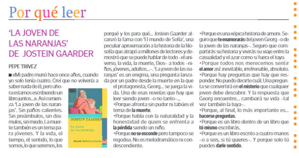 POR QUÉ LEER LA JOVEN DE LAS NARANJAS